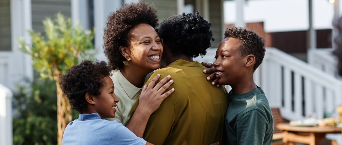 Family hugging